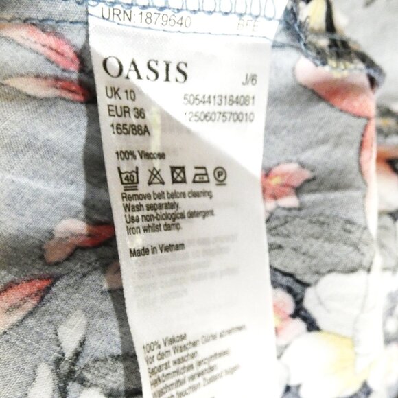 Oasis Gray Black Dress Sz 6 Floral Sheath A-Line Modest British Fashion Stunning - Picture 7 of 10